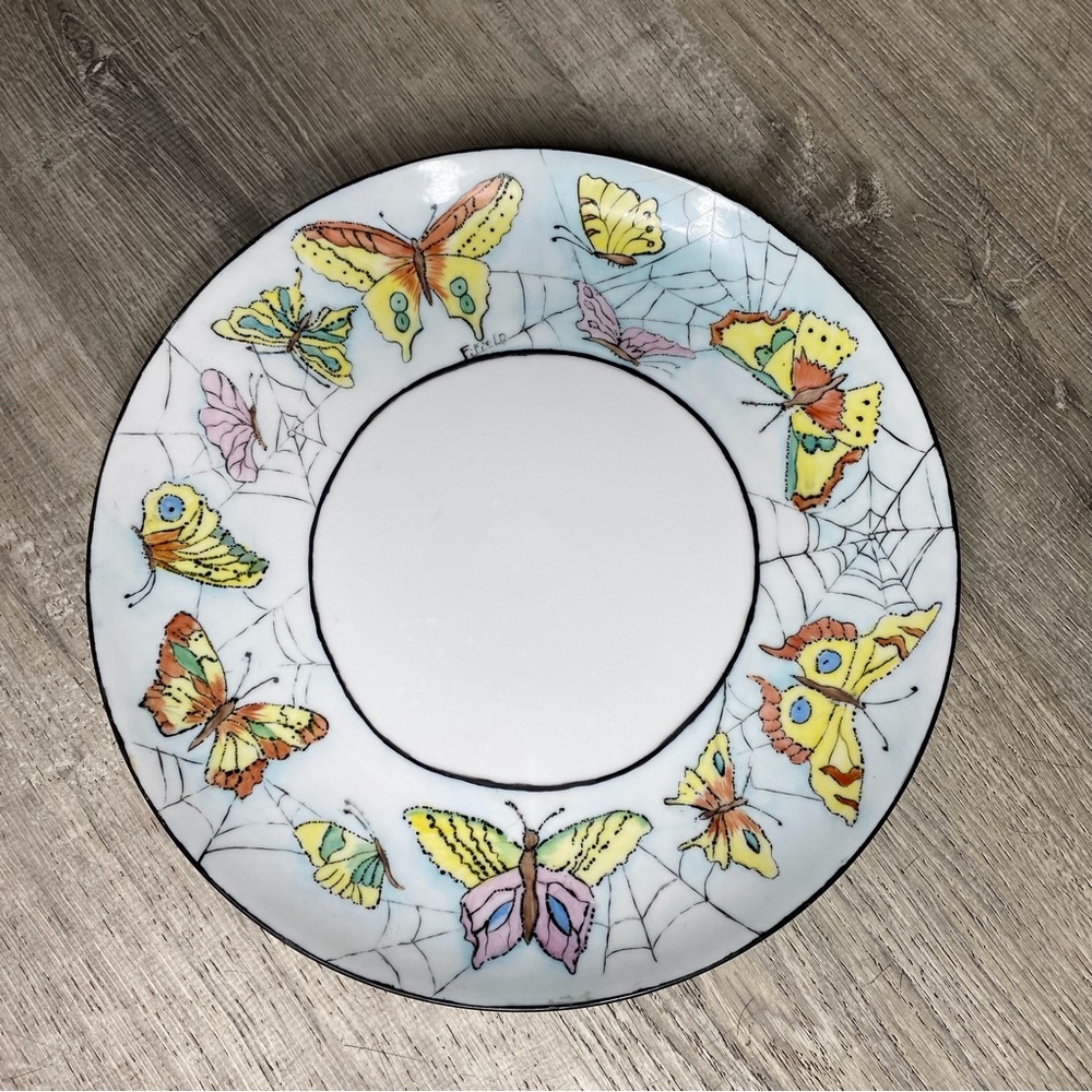 Vintage Decorative Butterfly And Spiderweb Plate